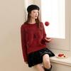 Sancai Plus Size Winter Crew Neck Sweater with Sequin Bow