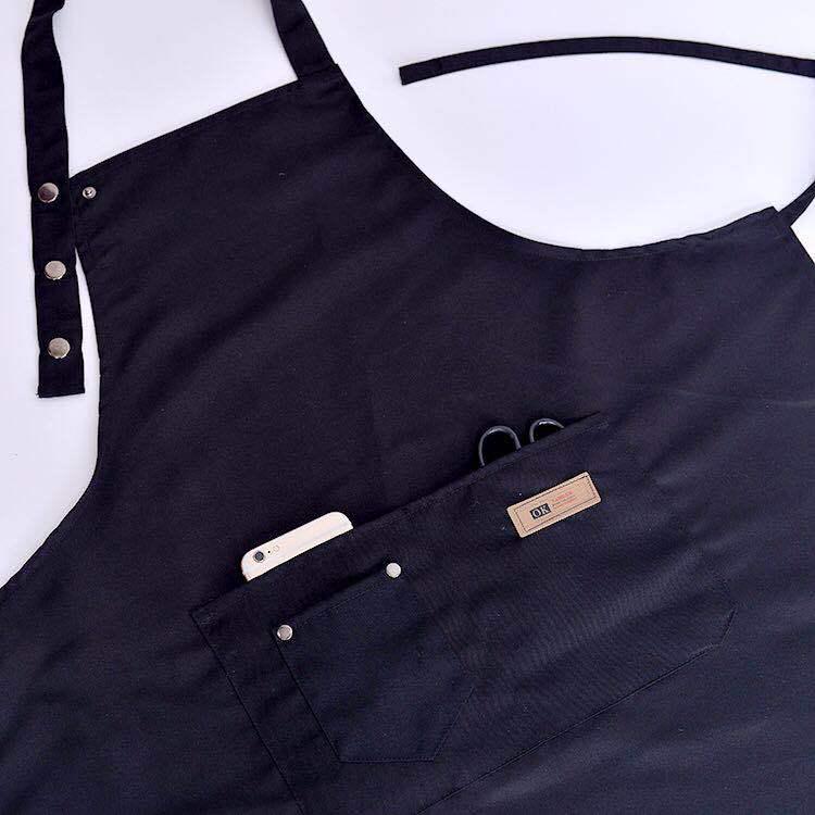 Korean Fashion Waterproof Canvas Apron for Men and Women - Ideal for Coffee Shops, Baking, Restaurants, and Nail Art.