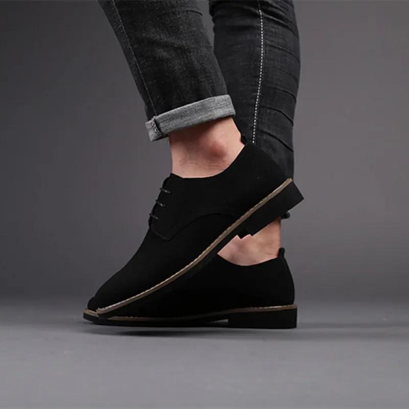 Men Casual Shoes Lace Up Oxfords Business Formal Dress Leather Shoes Derby Shoe Black Platform Sneakers
