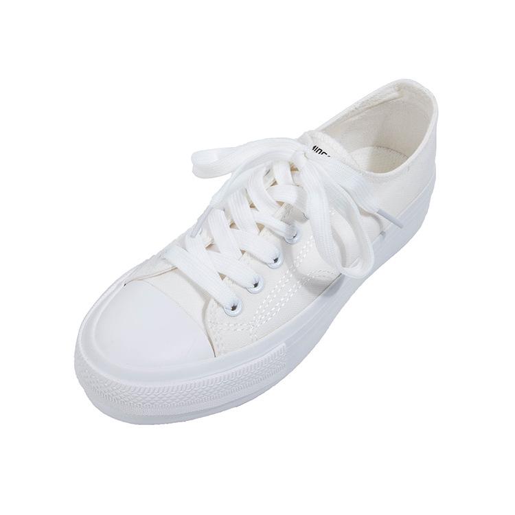 Korean Style Girls' Cute White Canvas Shoes 2025 - Versatile, Thick-Soled Casual Sneakers