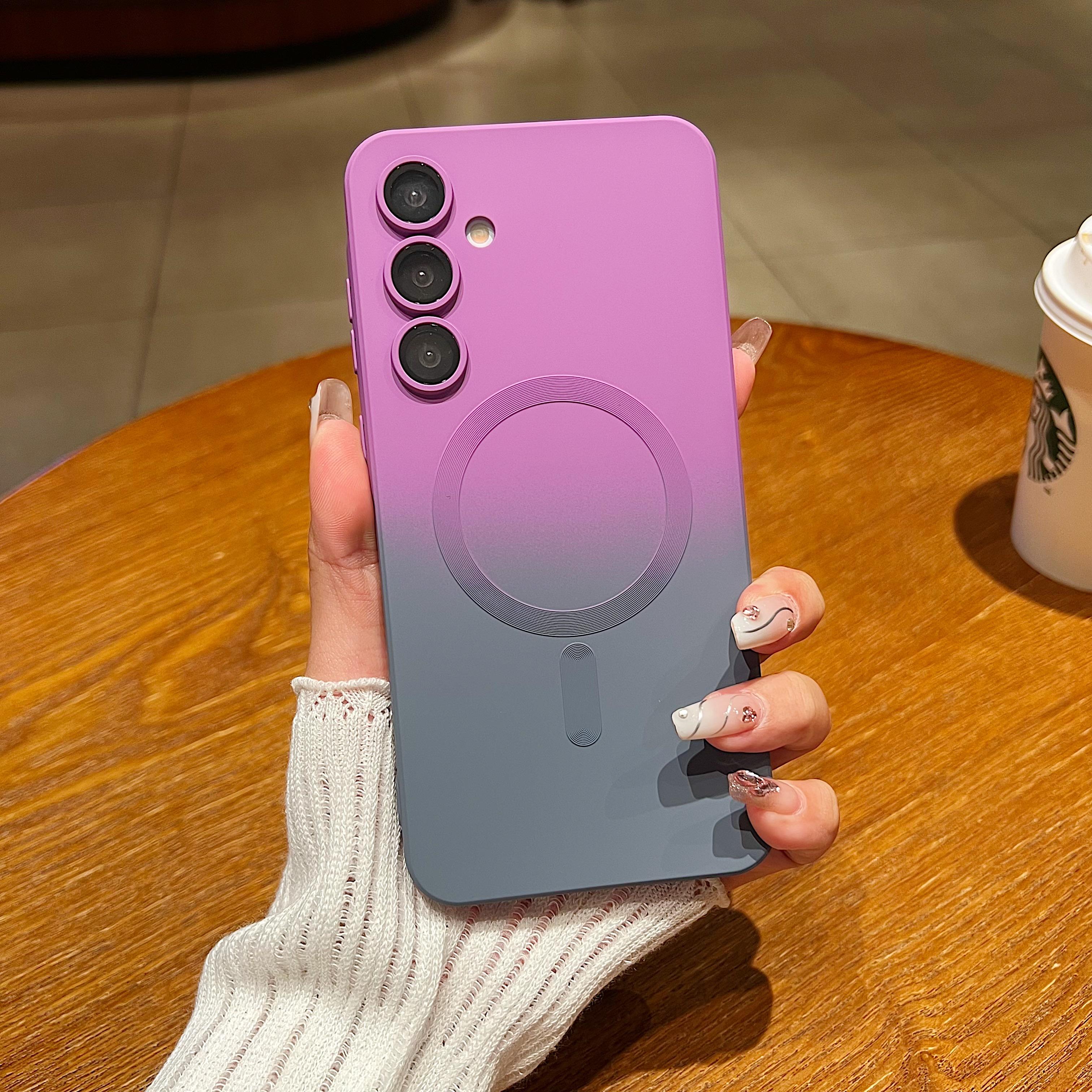 

Чехол-бампер с магнитной защитой объектива камеры с градиентной расцветкой для iPhone 16 Pro Max Samsung S24 S23 S22 S21 A56 из мягкого силикона ТПУ, противоударный Samsung Galaxy S25 Ultra