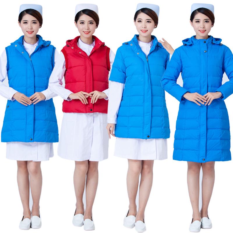 Women's Long Cotton-Padded Emergency Vest for Medical Staff