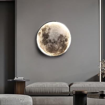 Modern Moon 3D Mural Wall Lamp Realistic LED Light Home Accessories Bedroom, Living Room Ceiling Lamp with Remote Control Decor