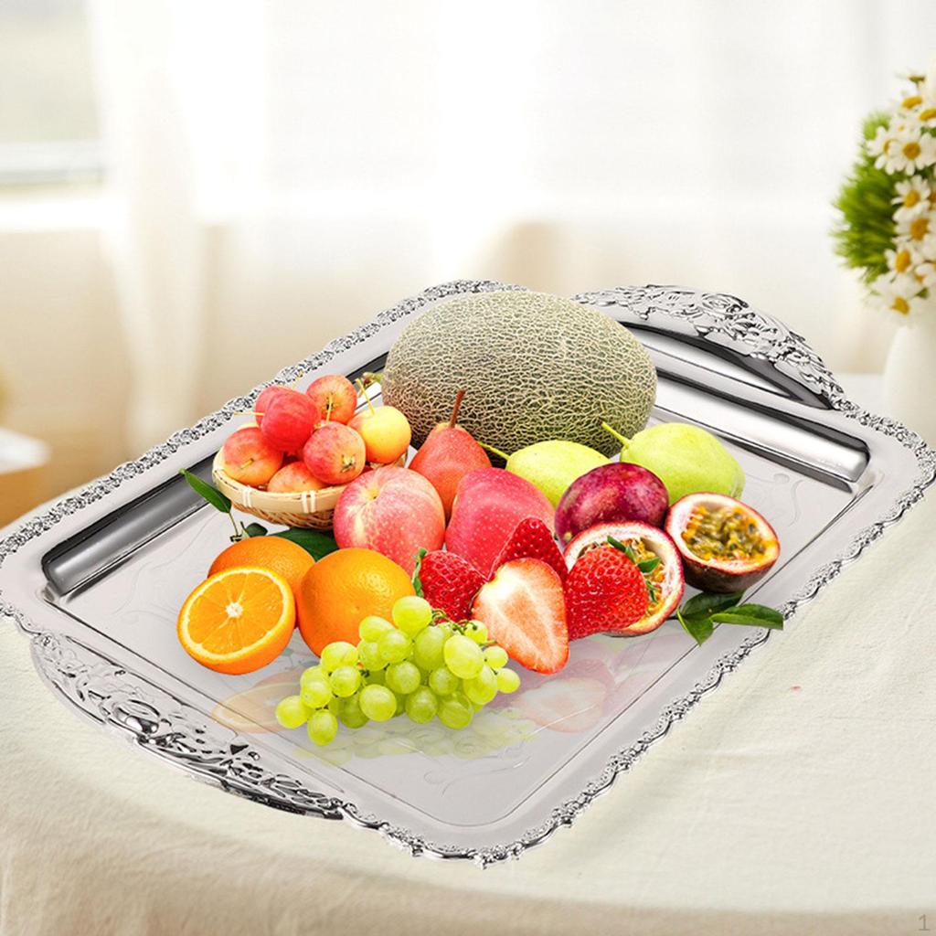 Decorative Fruit Tray Dessert Plate Easy To Clean Handcrafted Wearproof Rectangle Serving