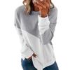 Sweater Top with Casual Loose Long Sleeve Round Neck Contrast Color