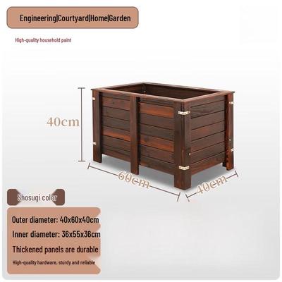 Caja Jardinera de Madera Maciza Carbonizada para Exterior
