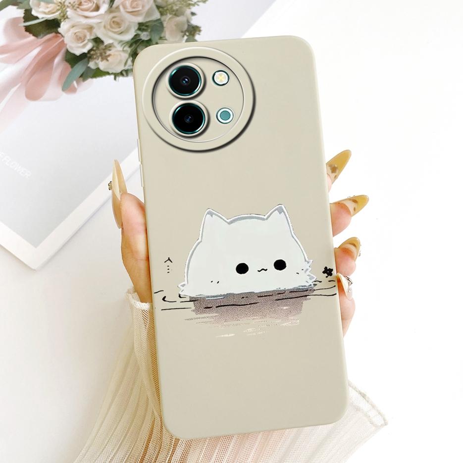 For Vivo Y38 5G Case Vivo Y58 V2355 Cute Cat Duck Cartoon Cover Soft TPU Matte Phone Case For Vivo Y38 Y 58 VivoY38 VivoY58 Bags