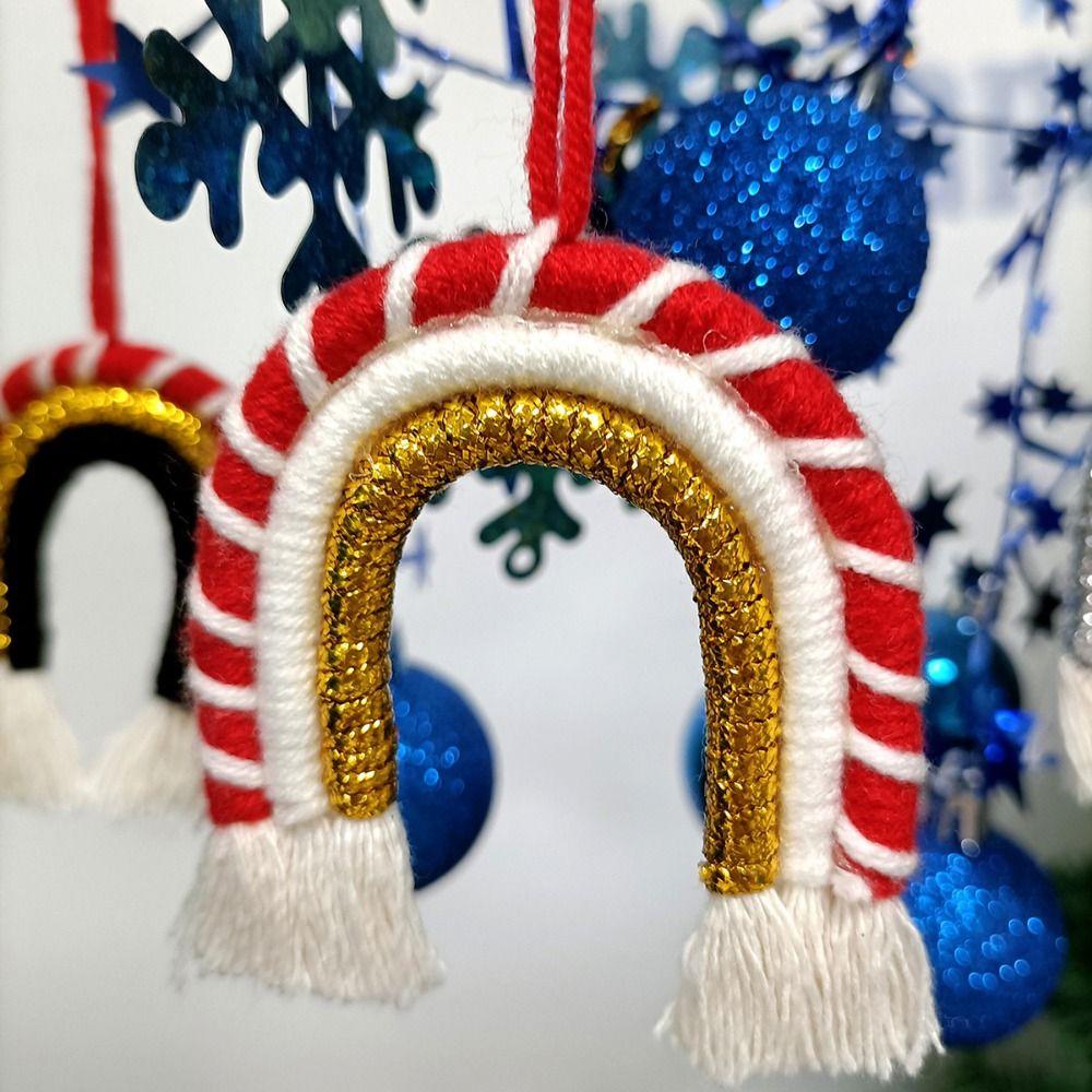 Nordic Woven Glitter Rainbow Pendant Cartoon Boho Tassels Tapestry  Holiday Decor