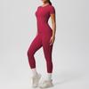 Solid Color Double-sided Brushed Breathable High Elasticity Tight Yoga Suit Set, Sports Running Fitness Two-piece Set