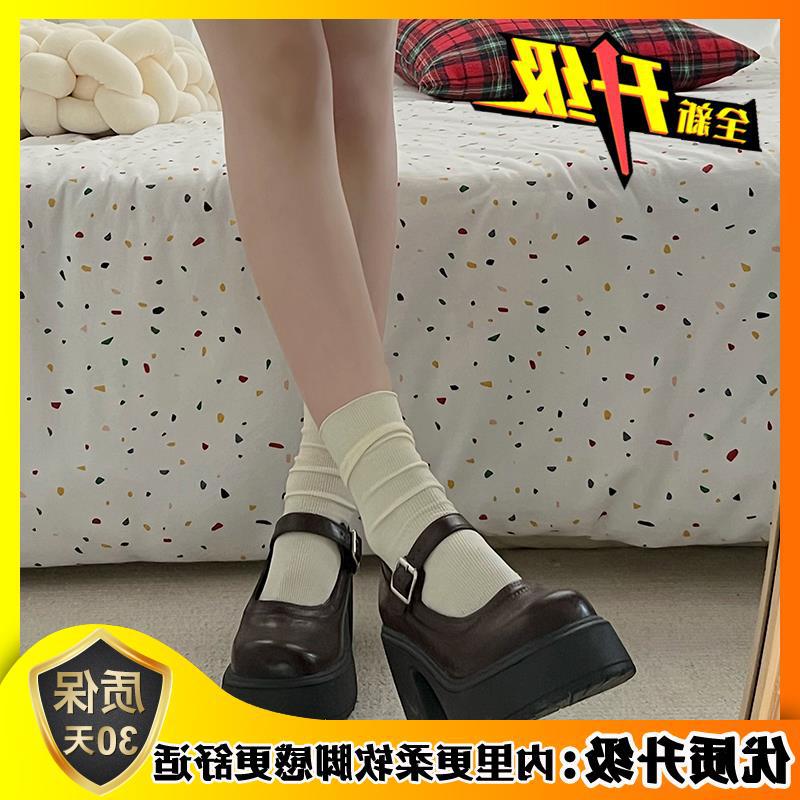 

Высокий каблук год сладкий увеличение высоты маленькие кожаные туфли женские черные универсальные осенние туфли Мэри Джейн одинарные туфли французский толстый каблук новая мода 35