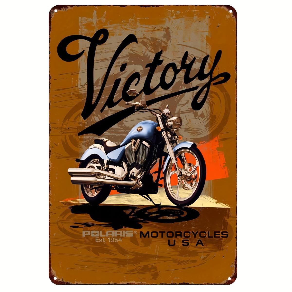 

Вінтажний металевий жестяний знак Victory Motorcycle Ретро-плакат з мотоциклом Декор для гаража Man Cave Бару Акумулятор Непотрібний Підвісний 20x30cm（7.8x11.8inch）