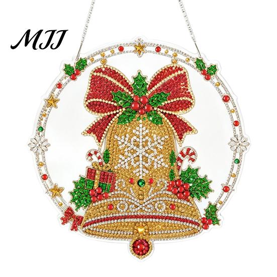 Strass Malerei Sonnenfänger Set Weihnachtskit, DIY Kunst mit Kunstperlen für Erwachsene Bastelbedarf für Anfänger, Acryl Weihnachten Schmuck Bastelmaterial
