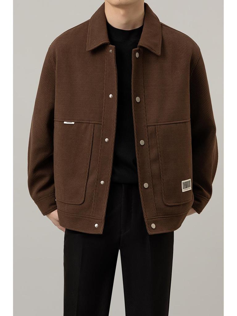 Herren Casual Revers Leichte Jacke – Verdickter Amerikanischer Stil für Frühling und Herbst