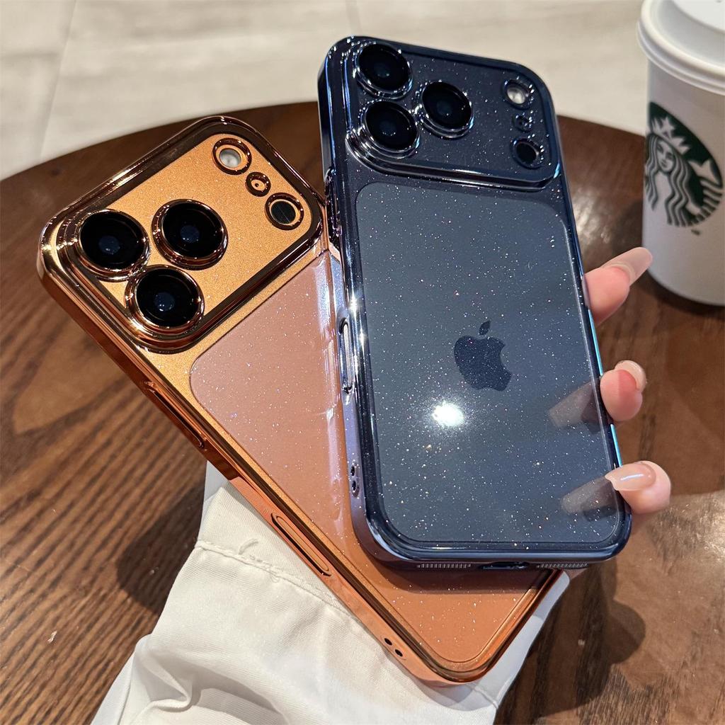 Stardust Glitter Transparent Case for iPhone 17 with Built-in Lens Film and Apple 16 Drop-Proof Protection