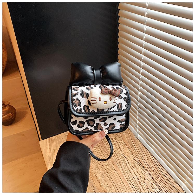 Korean Style Leopard Print Mini Shoulder Bag with Bow - Cute Crossbody for Girls 2025