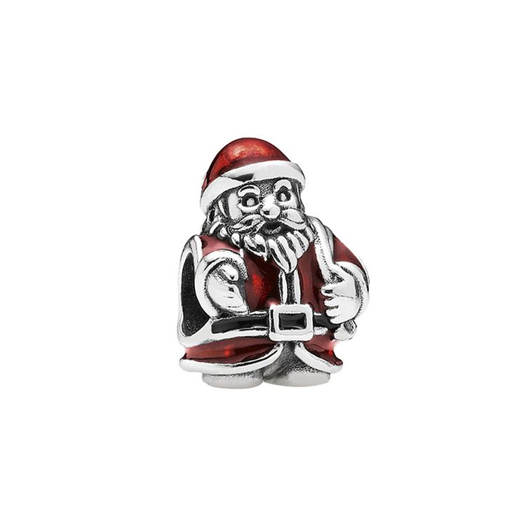 Pandora Christmas Santa Charm Unisex Jewelry 791231ENMX Red Silver