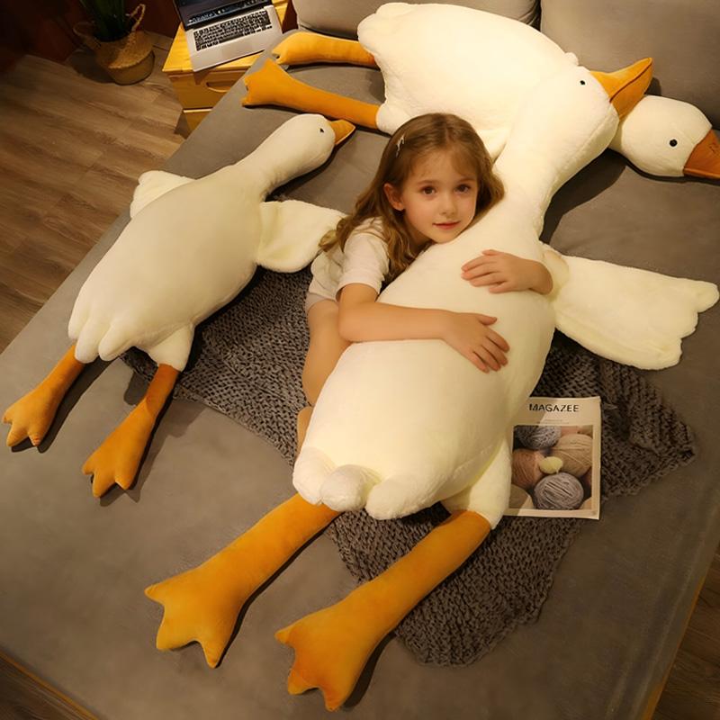 50cm-130cm Kawaii Big White Goose Plush Toys Soft Big Goose Throw Pillows Fluffy Sleep Pillow Cute Animal Dolls Gifts For Girls