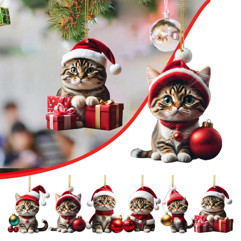 Cat Pendant Christmas Cat Hanging Tree Ornament Funny Christmas Pendant Gift For Xmas Tree Decoration Car Interior Decoration