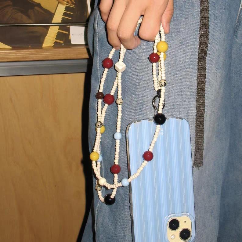 Pvc Phone Lanyard With Colorful Bead Design For Men And Women