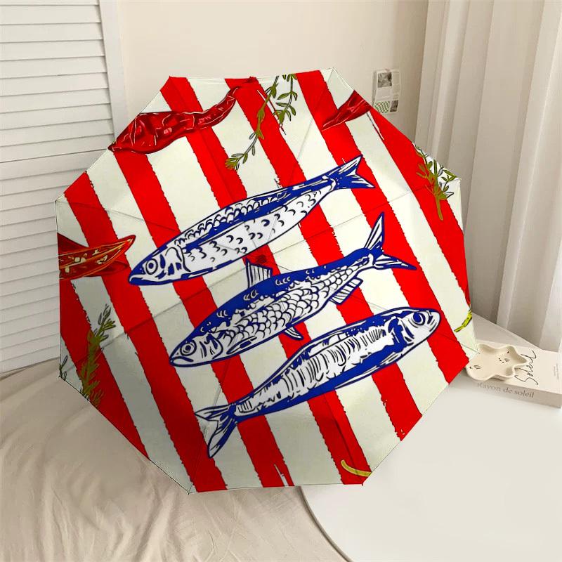 

1PC Fish Chili Umbrella-8-Rib Reinforced Portable Folding Travel Suitable for All Seasons Outdoor Daily Use Is an Ideal Choice -K0370