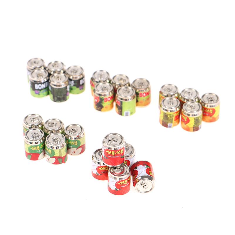5Pc 1/12 Cute Miniature Doll House Fruit Drink Can Bottle Food Accessories