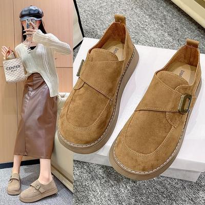Round Head Casual Women's Autumn New Super Soft Retro Versatile All-inclusive Platform Single Shoes