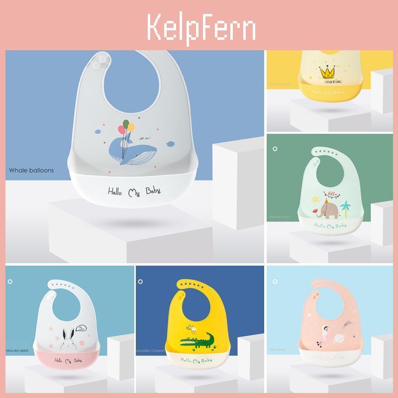 Bibs Cute Baby Cartoon Print Waterproof Soft Silicone Baby Feeding Stuff Dinosaur Pattern Kids Girl Boy Adjustable Children Bib