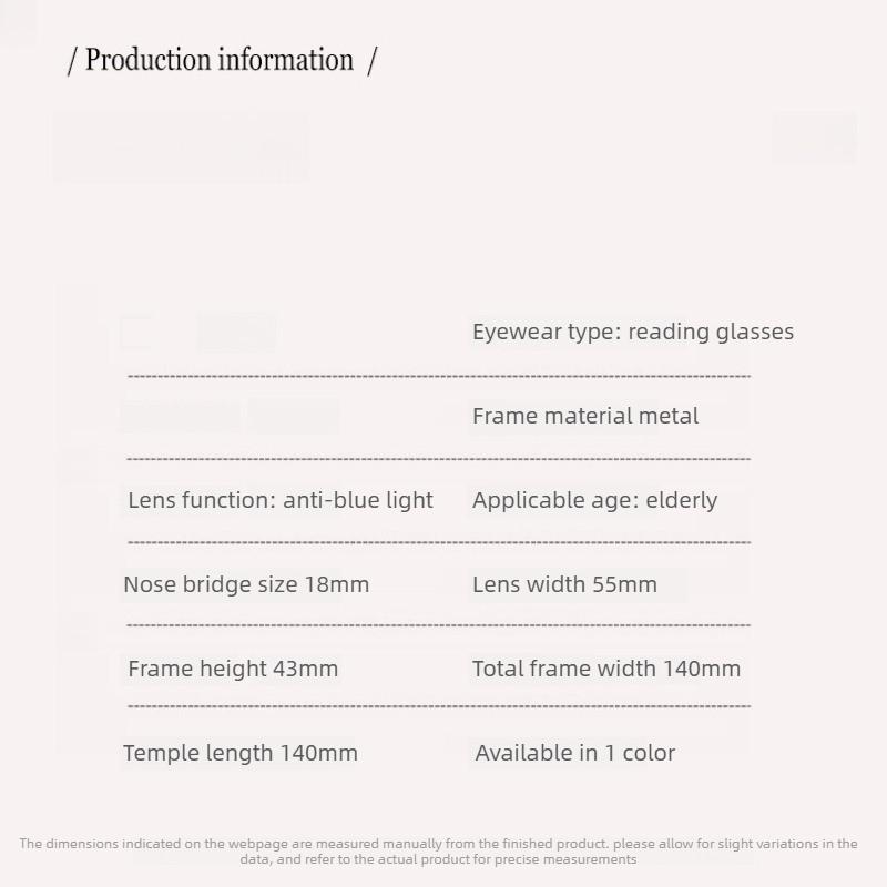 New High-Definition Anti-Blue Light Presbyopia Glasses Unisex Stylish Metal Square-Frame Reading Eyewear Diopter 0 To +4.0
