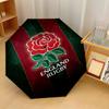 England Rugby Print Auto 8?Ribs Folding Umbrella Wind Resistant Lightweight Automatic Umbrella For Daily Travel