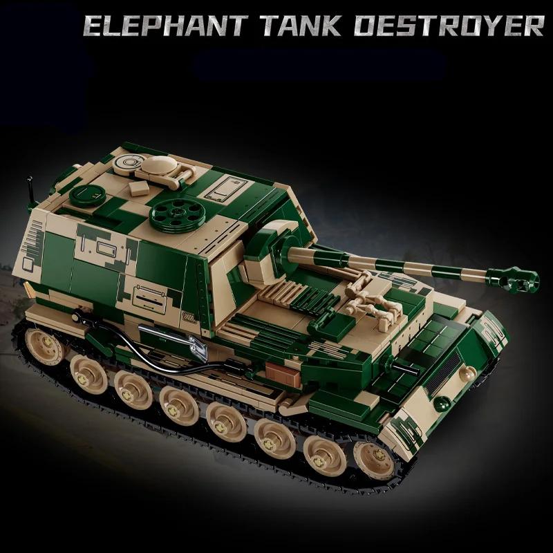 Ww2 Military Army Soldiers World War 2 Jagdpanzer Tiger/P Tank Destroyer Building Blocks Bricks Children'S Diy Toy Christma Gift