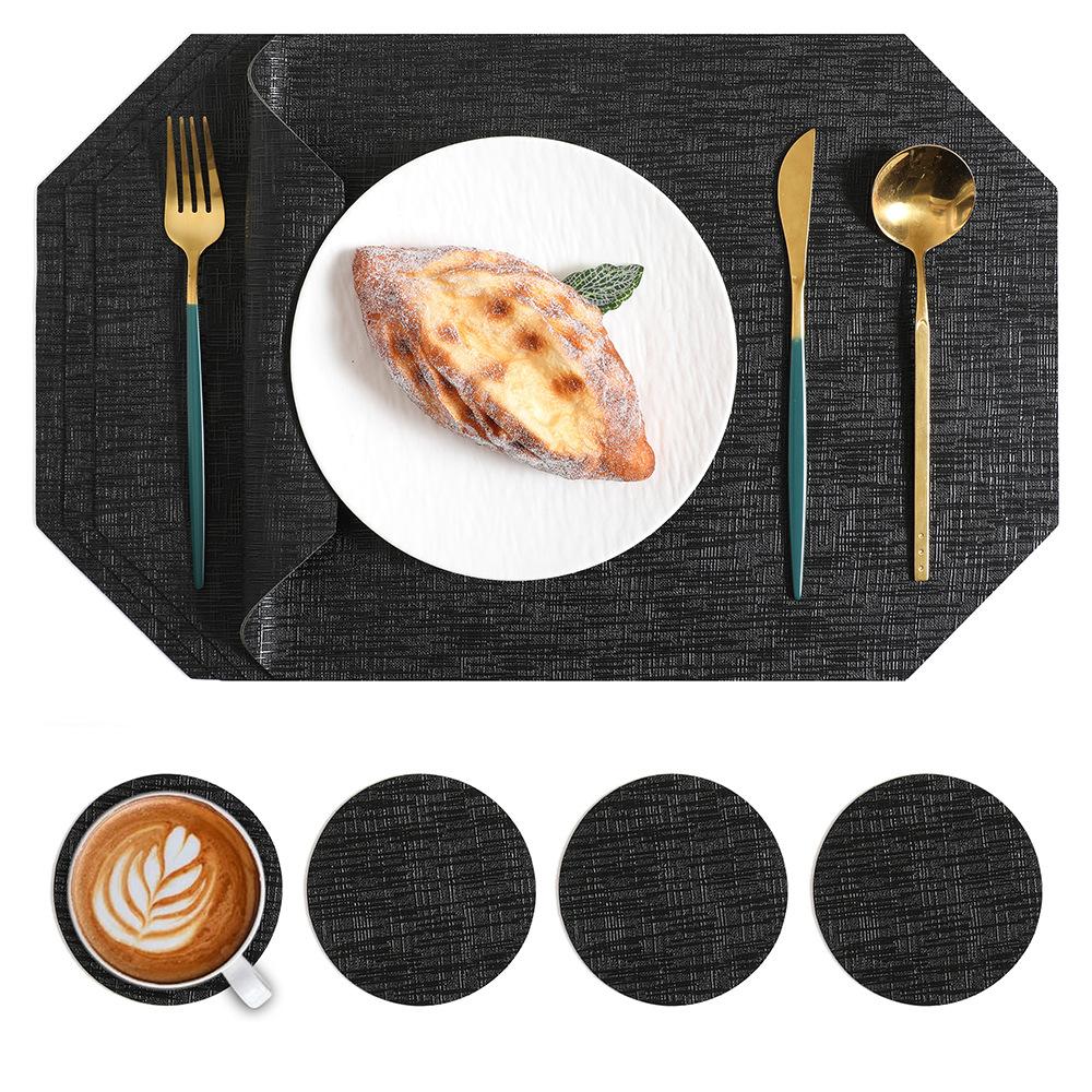 Leather placemat Polygonal dining table mat Anti-scalding and heat insulation mat Waterproof and oil-proof Western food mat Premium sense coaster