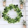 AIMEKE 2 Pack Artificial Eucalyptus Garland 6 Ft Faux Greenery Vines Weatherproof White Flowers for Wedding Garden Indoor Outdoor Decor