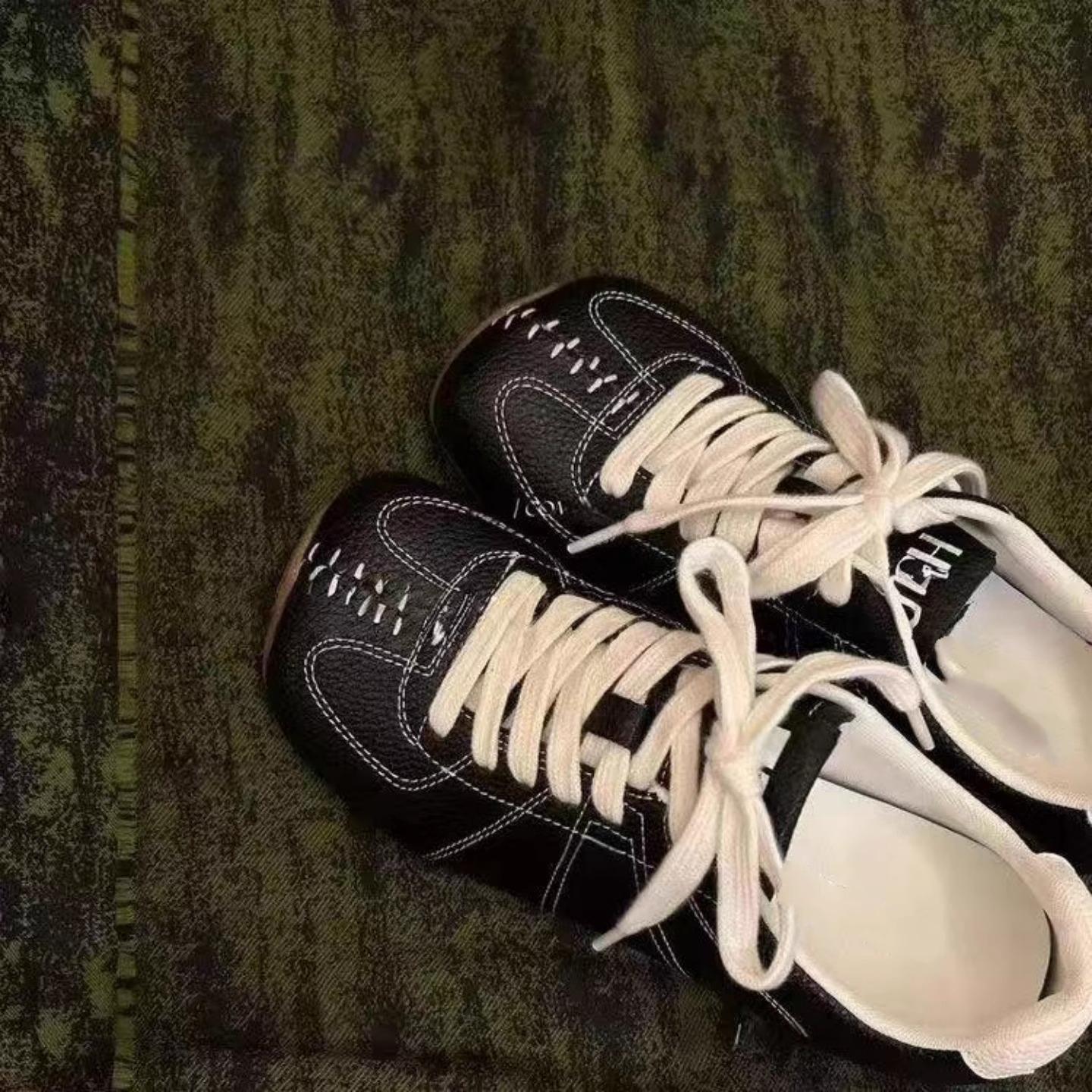 

Time Line - Minimalist Litchi Pattern Structure German Training Shoes 4cm 2025 Summer New Comfortable Soft Sole Casual Shoes Women 40 чёрный