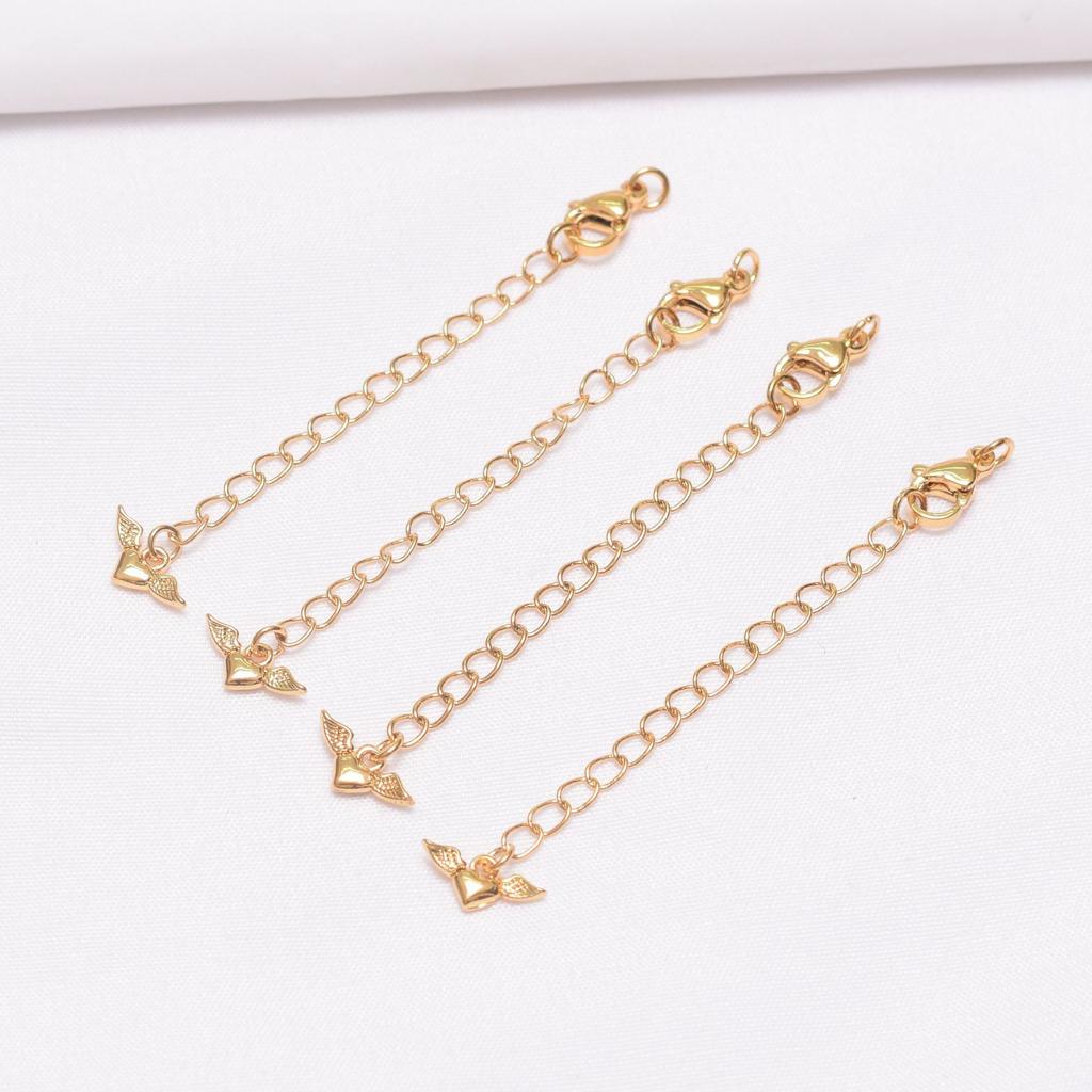 10pcs Non-Fading 24K Vacuum Gold Tail Chain Lobster Buckle Extension Chain Diy Bracelet Necklace Ending Connection Buckle Water Drop Tail Chain