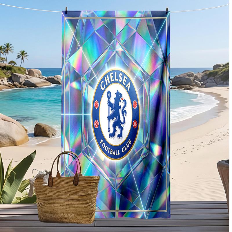 Πετσέτα Παραλίας Chelsea FC Με Σχέδιο Γρήγορου Στεγνώματος Μαλακή Πετσέτα Φορητή Μεγάλη Ορθογώνια Κουβέρτα Παραλίας για Ταξίδι Πισίνα