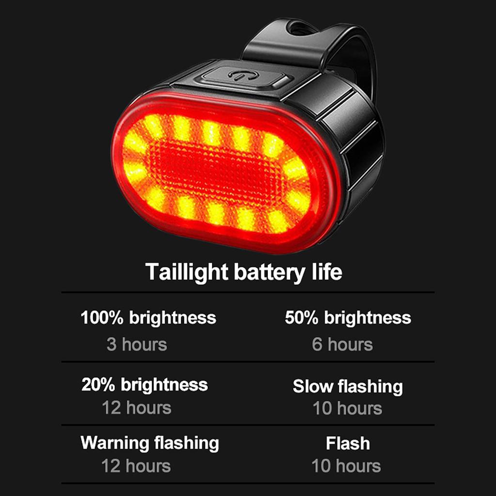 Mountain Bike Front Light and Tail Light Set Strong Light for Night Riding Flashlight Rechargeable Rear Reading Light Strap-On Front Light and Tail