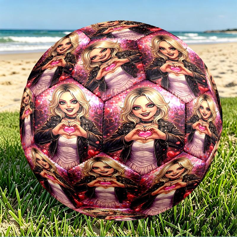 Bride of Chucky Print Size 5 Soccer Ball, PU Wear Resistant Football for Match Training and Daily Practice, Birthday Gift for Soccer Fans