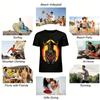 Dunkler Gehörnter Totenkopf Flammen Druck Cool Trendiges Herren Freizeit Kurzarm T-Shirt Reines Baumwoll T-Shirt