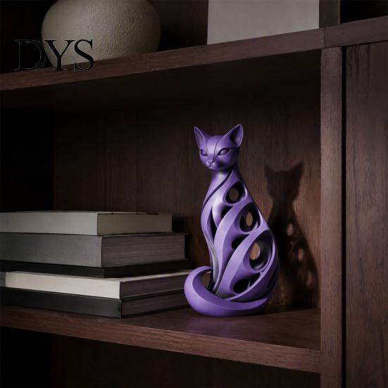 Decorative Figurines for Living Room 3D Printed Spiral Cat Figurine, Hollow Modern Abstract Sculpture Small Table Decor Coffee Desk Shelf, Minimalist