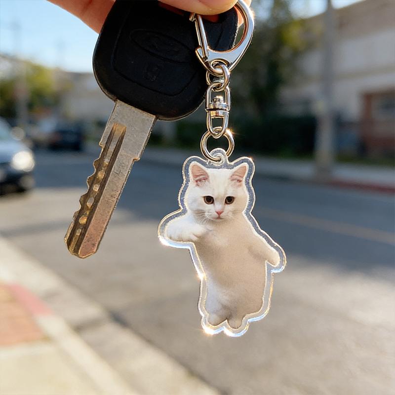 1PC Acrylic Cute Keychains Cats 2D Flat Backpack Ornament Accessories Cat Key Rings Creative Animal Key Holders Funny