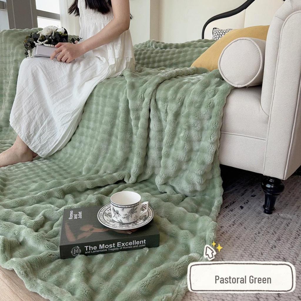 Útulná flanelová deka na zdřímnutí - Silný bublinkový korálový fleece na zimu