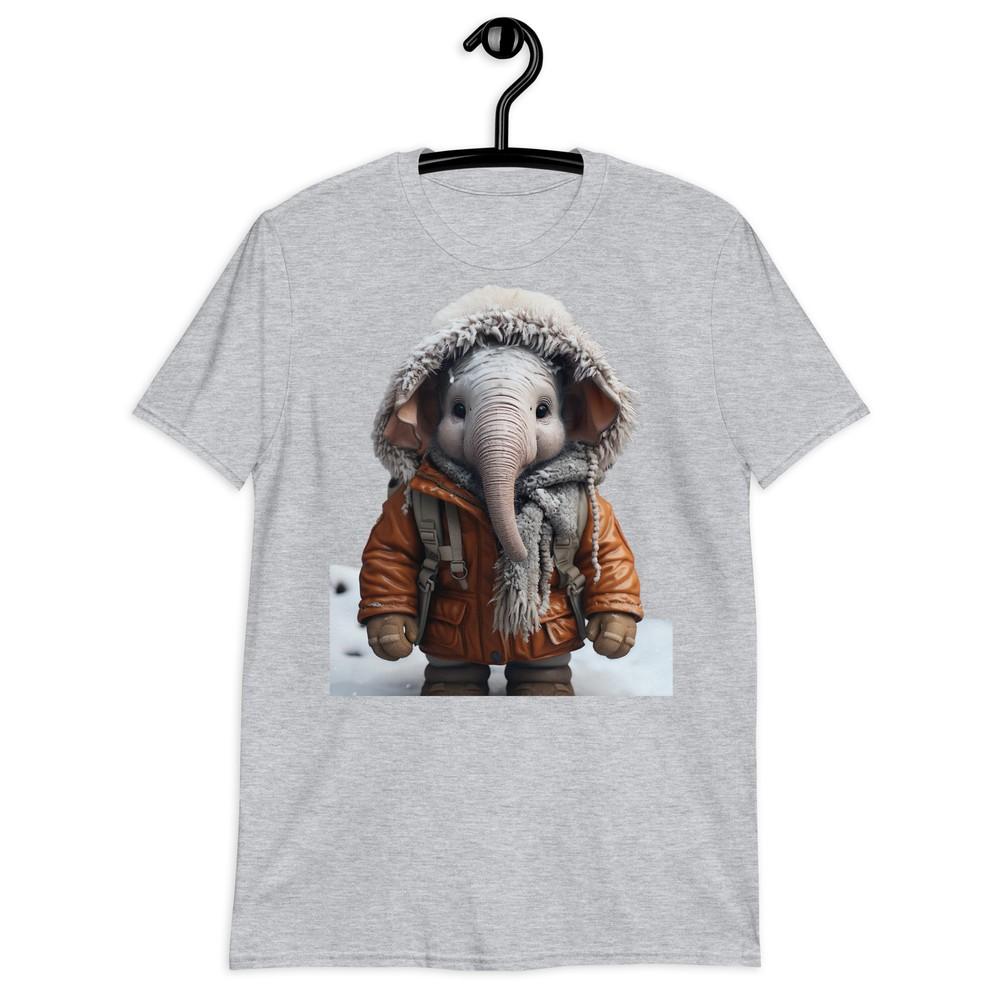 

Милая футболка унисекс с графикой зимнего слоненка с коротким рукавом | Забавная футболка с животным M