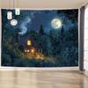 Vintage Style 3D Forest Cabin Tapestry  Polyester Wall Hanging Decor for Living Room Bedroom Office Party Home  Room Decor