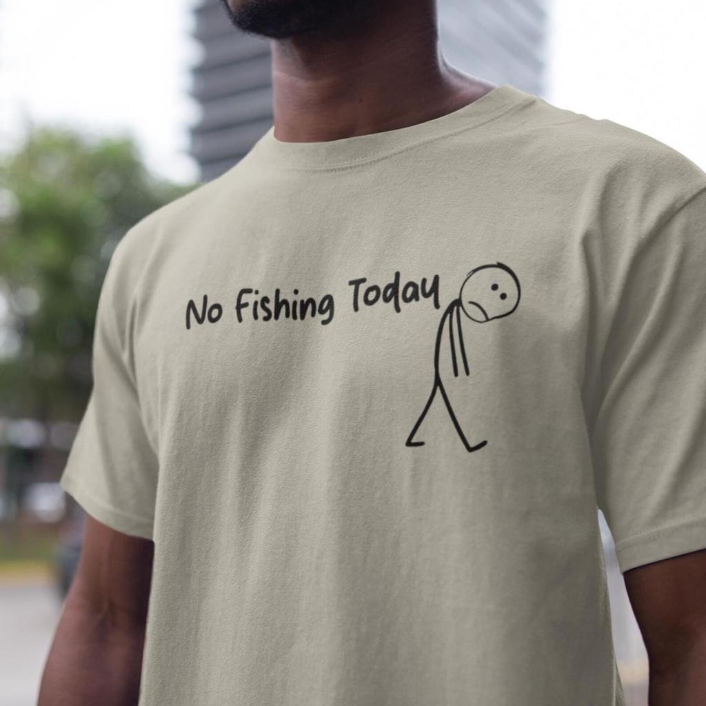Sad Stick Man No Fishing Today T-Shirt, Funny Humor Fishing Tee, Christmas Gift