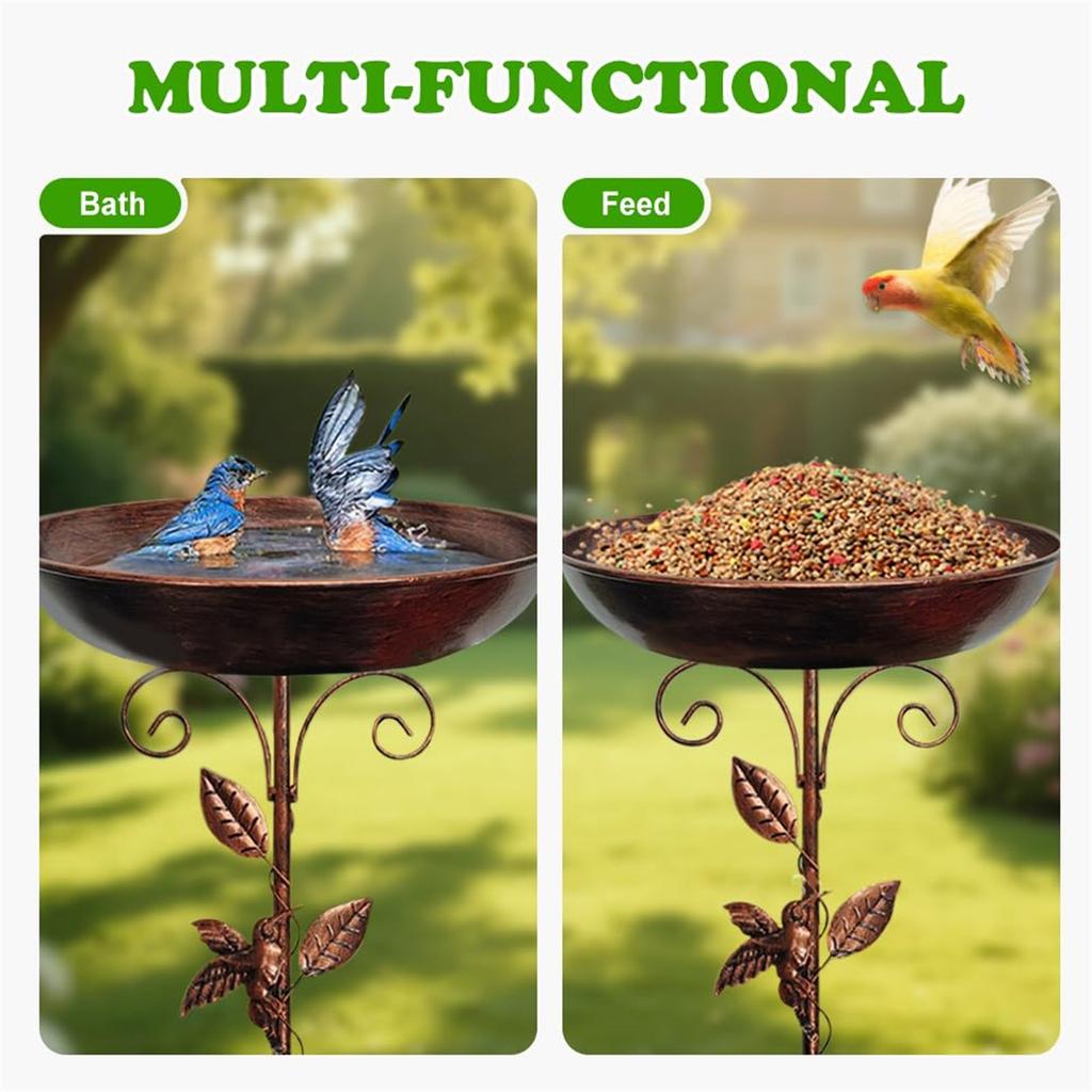 Standing Metal Bird Baths For Outdoors, Garden Birdbath Birdfeeder For Outside Yard Decor 0.7 Gallon