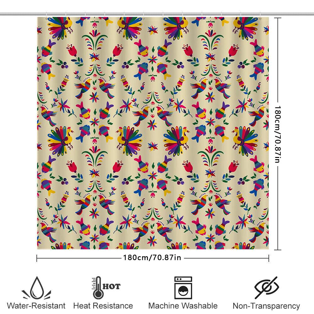 Colorful Birds And Flowers Bath Shower Curtain Decor For Bathroom 3D Printing Waterproof Fabric Various Sizes Available