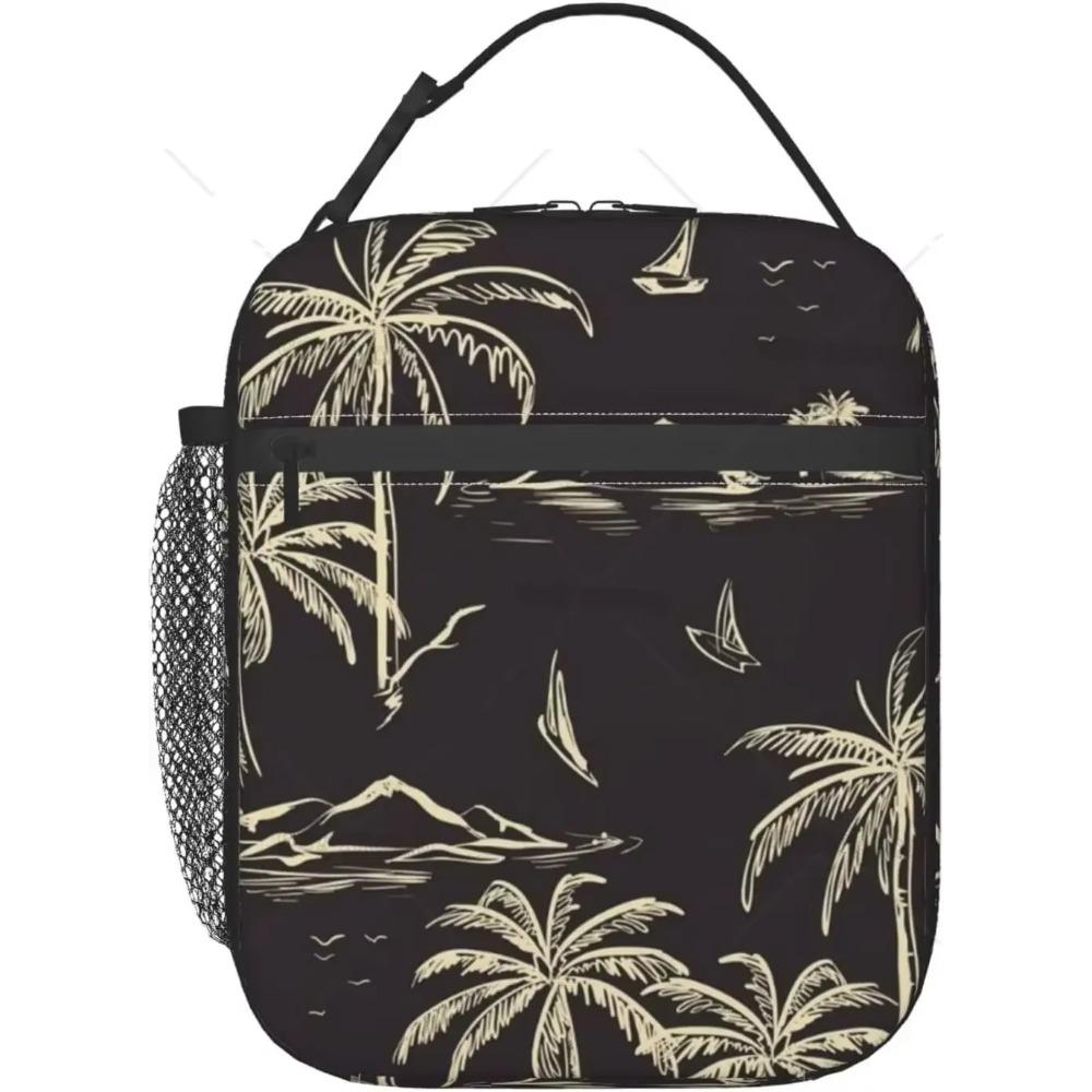 Black and White Printed China Zodiac Lunch Box, Reusable Spacious Lunch Bag for Women Men Insulated Bag Tote for Work Picnic