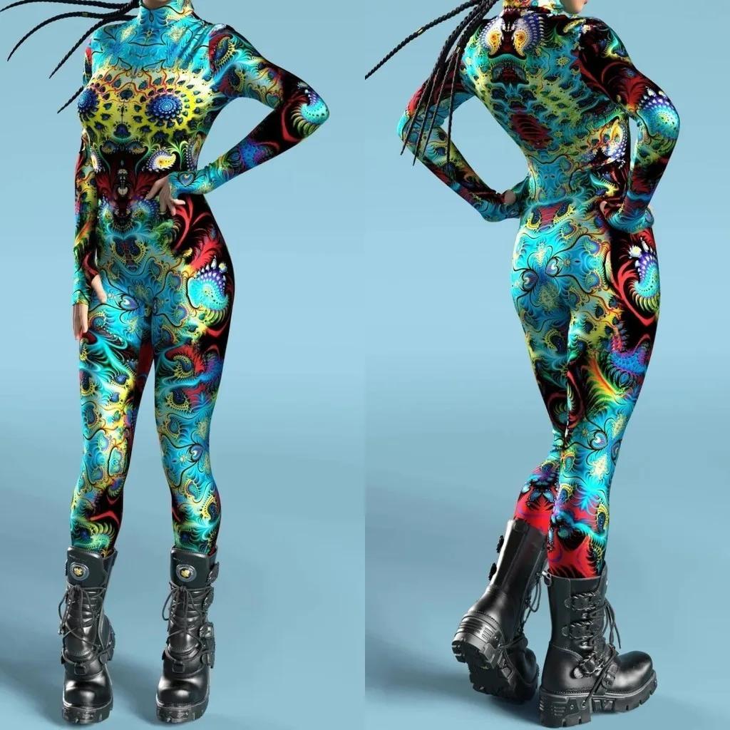 3D Digitaltryck Scenföreställningskostymer Vuxna Halloween-evenemang Karneval Temafest Cosplay-dräkt Låtsasspel Jumpsuit