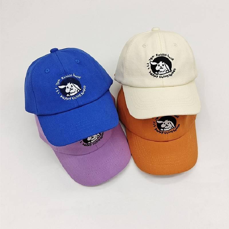 Cute Rabbit Embroidery Kids Baseball Cap For Girls Sun Protection Duck Tongue Hat
