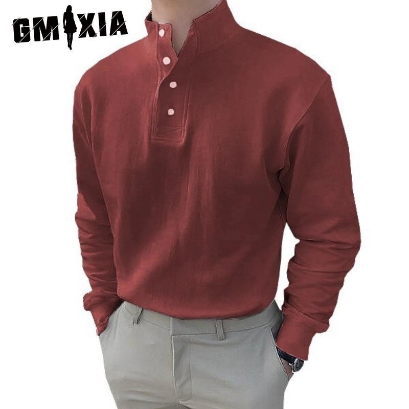 

Хлопковая футболка с длинным рукавом GMXIA, мужская модная свободная футболка с принтом «Сострадательная» XXXL бордовый